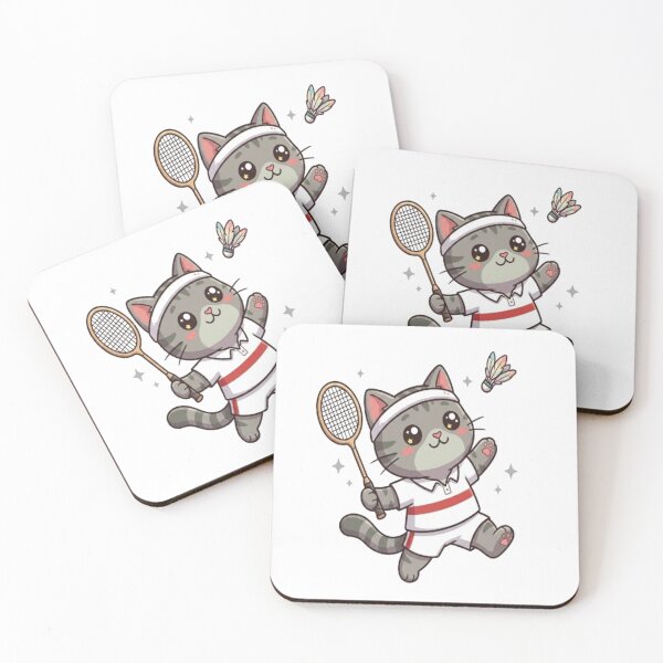 Item preview, Cute Grey Cat Playing Badminton designed and sold by Ella_Sketch.