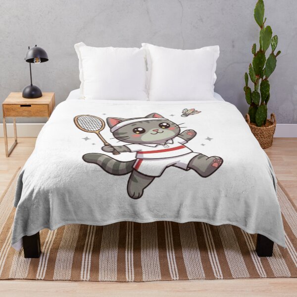 Item preview, Cute Grey Cat Playing Badminton designed and sold by Ella_Sketch.