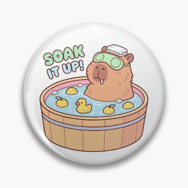 Item preview, Soak It Up Capybara Funny Cute Cozy Animal Sticker designed and sold by Lestari Studio.