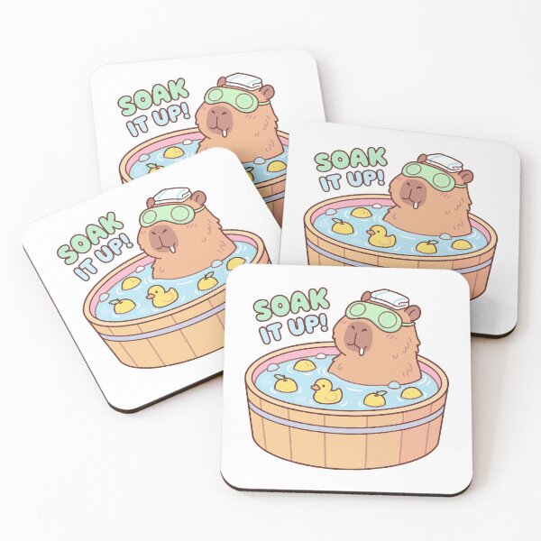 Item preview, Soak It Up Capybara Funny Cute Cozy Animal Sticker designed and sold by Lestari Studio.