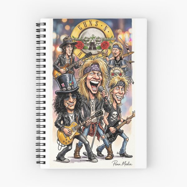 Item preview, Guns N’ Roses 90s Caricature Portrait – Vintage Rock Band Illustration designed and sold by Penn Media.
