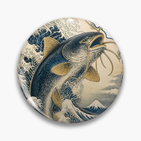 Item preview, Namazu Catfish and Great Wave – Japanese Ukiyo-e Ocean Art Inspired by Mount Fuji designed and sold by kaxymax.