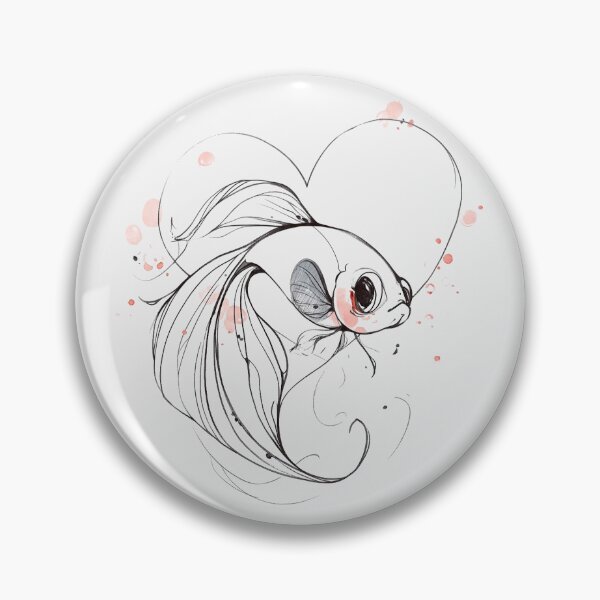 Item preview, Cute Betta Fish Heart Art Minimalist designed and sold by PixelQ.