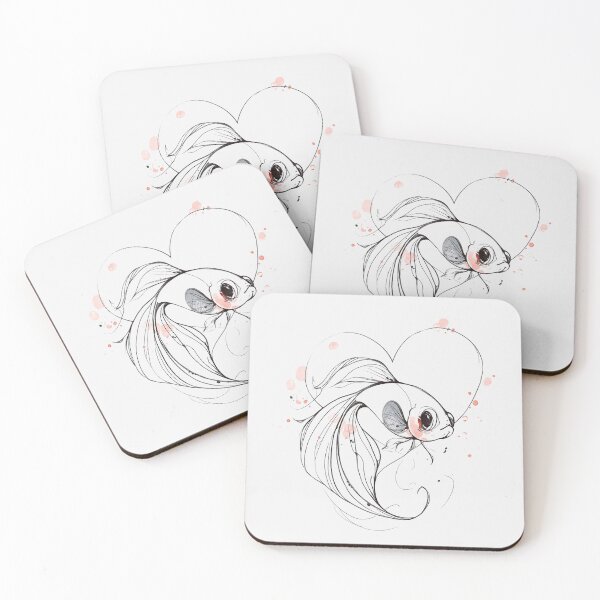Item preview, Cute Betta Fish Heart Art Minimalist designed and sold by PixelQ.