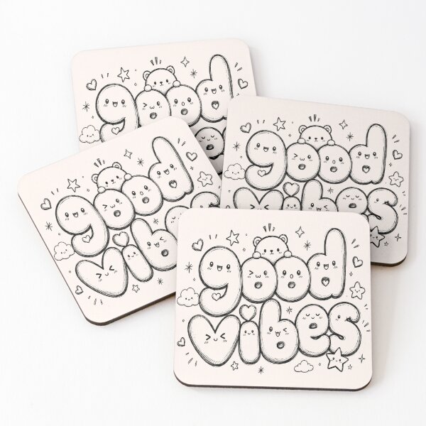 Item preview, Good Vibes Cute Chibi Typography | Kawaii Doodle Lettering Design designed and sold by J&J's Creation.