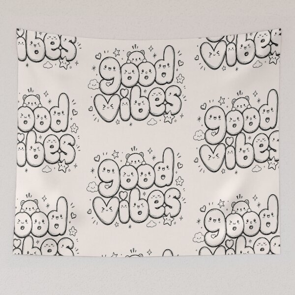 Item preview, Good Vibes Cute Chibi Typography | Kawaii Doodle Lettering Design designed and sold by J&J's Creation.