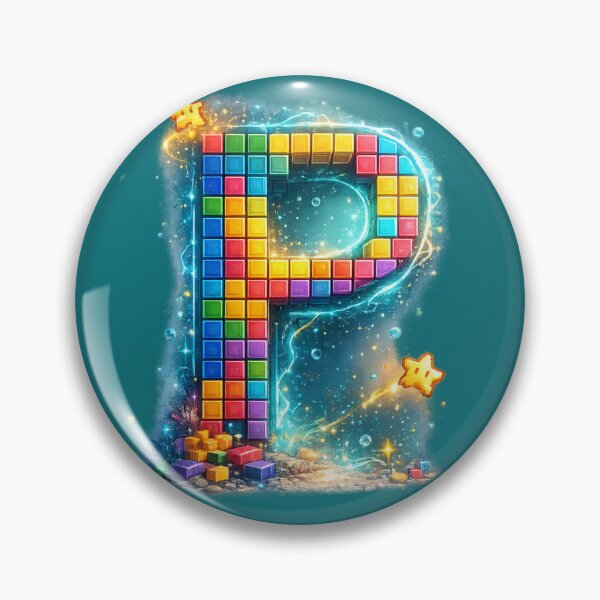 Item preview, Letter P Retro Pixel Tetris Gaming Colorful Monogram Gift designed and sold by irfanshikh.