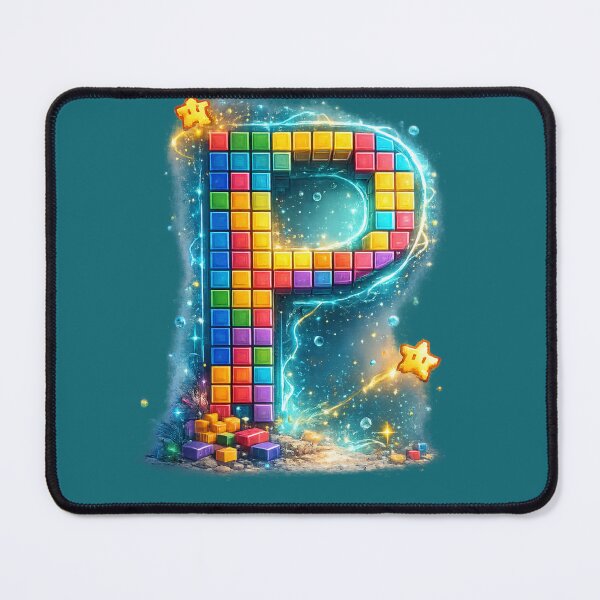 Item preview, Letter P Retro Pixel Tetris Gaming Colorful Monogram Gift designed and sold by irfanshikh.