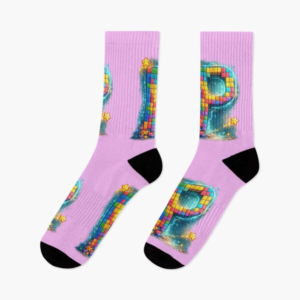Item preview, Letter P Retro Pixel Tetris Gaming Colorful Monogram Gift designed and sold by irfanshikh.