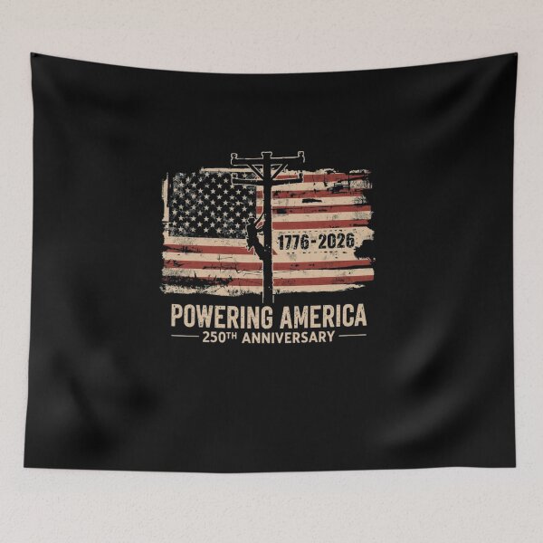 Item preview, America 250th Anniversary Lineman Powering USA 1776 4th July T-Shirt designed and sold by TeeArtWorld.
