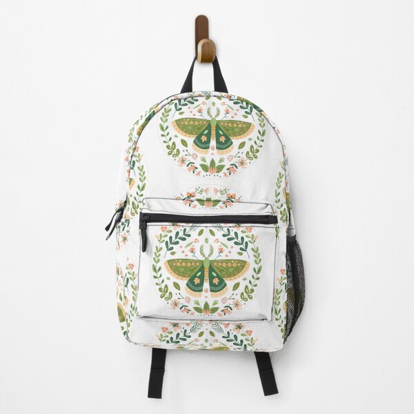 Item preview, Scandinavian Folk Art, Green Moth With Flowers designed and sold by xiao xuans.