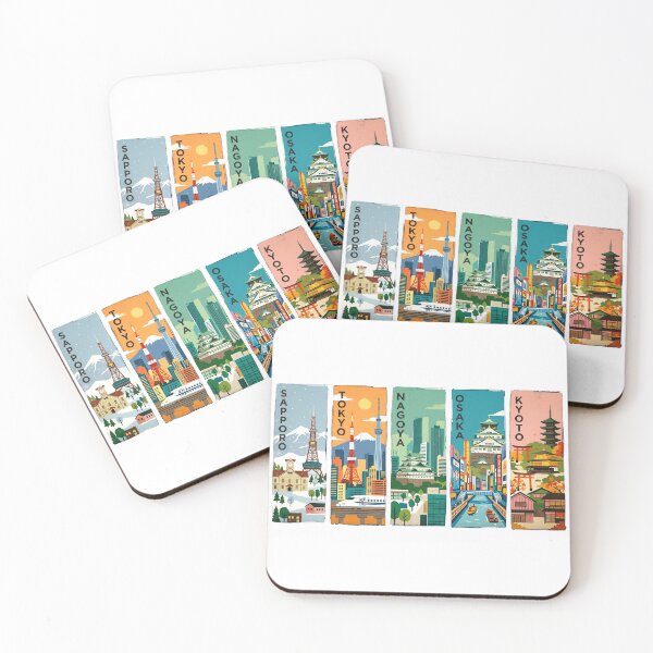 Item preview, Vintage Japan Cities Travel Poster Set designed and sold by Muri Neko.