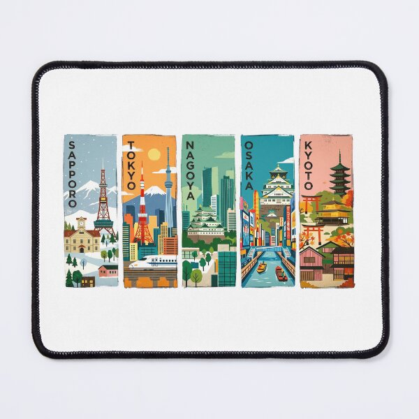 Item preview, Vintage Japan Cities Travel Poster Set designed and sold by Muri Neko.