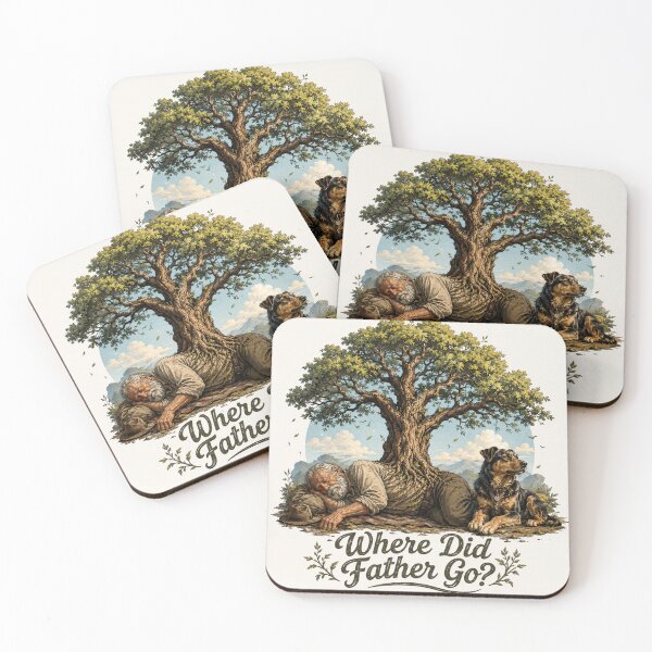 Item preview, Where Did Father Go? – Sleeping Dad Under Tree with Dog | Funny Father's Day Shirt designed and sold by Swiss Pam Studio.