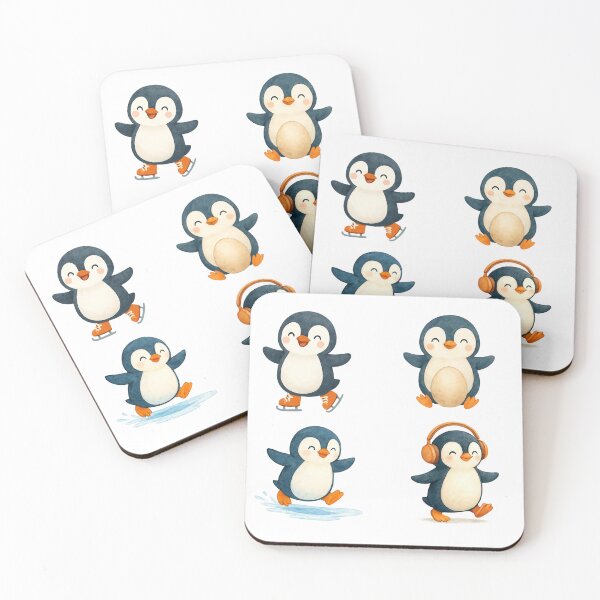 Item preview, Cute Watercolor Penguin Sticker Pack – Adorable Arctic Penguin Art Collection Set of 4 designed and sold by BeaMiciaDoodles.