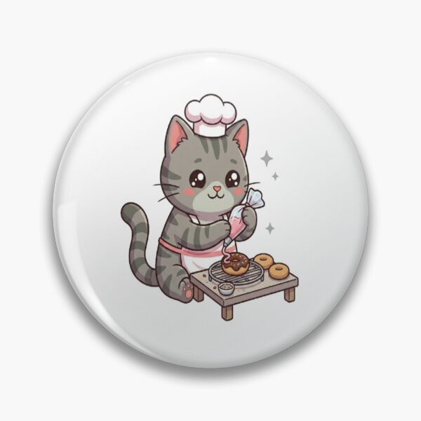 Item preview, Cute Grey Cat Baking Donuts designed and sold by Ella_Sketch.