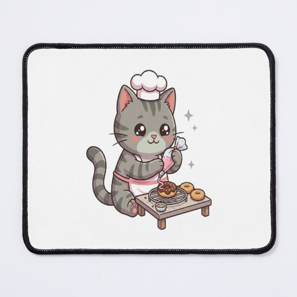 Item preview, Cute Grey Cat Baking Donuts designed and sold by Ella_Sketch.