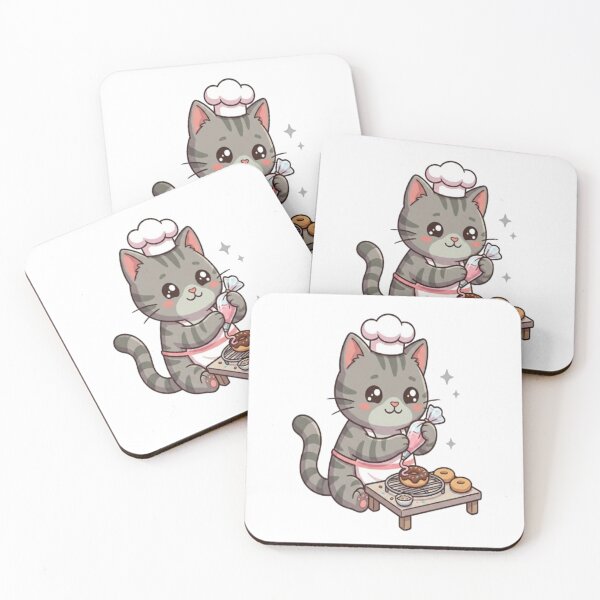 Item preview, Cute Grey Cat Baking Donuts designed and sold by Ella_Sketch.