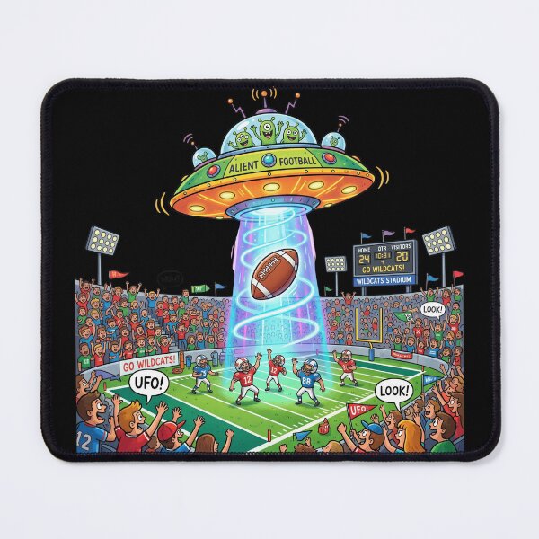 Item preview, UFO at the Stadium — Football Humor Cartoon Science Fiction designed and sold by David Mateo ArtWorks.