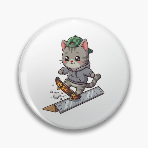 Item preview, Cute Grey Cat Skateboard Ruler designed and sold by Ella_Sketch.