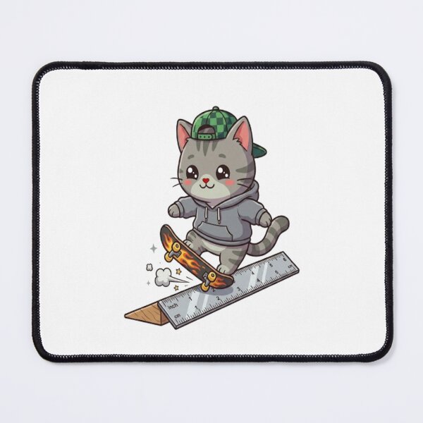 Item preview, Cute Grey Cat Skateboard Ruler designed and sold by Ella_Sketch.