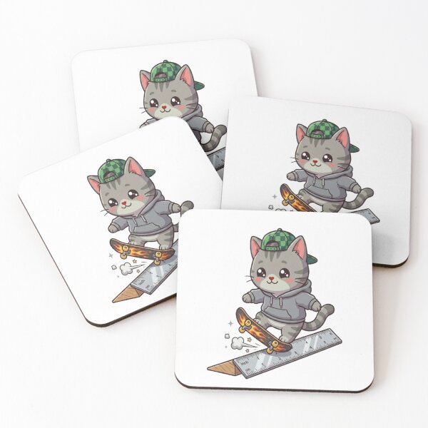 Item preview, Cute Grey Cat Skateboard Ruler designed and sold by Ella_Sketch.