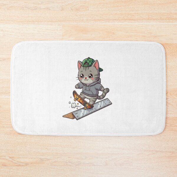 Item preview, Cute Grey Cat Skateboard Ruler designed and sold by Ella_Sketch.