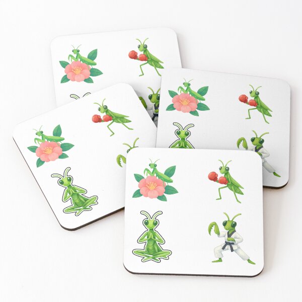 Item preview, Cute Watercolor Green Mantis Sticker Pack – Whimsical Praying Mantis Insect Art Set of 4 designed and sold by BeaMiciaDoodles.