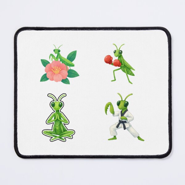 Item preview, Cute Watercolor Green Mantis Sticker Pack – Whimsical Praying Mantis Insect Art Set of 4 designed and sold by BeaMiciaDoodles.
