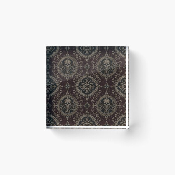 Item preview, Gothic Mosaic Skull & Baroque Damask Pattern – Dark Academia & Victorian Home Decor designed and sold by cabuks.