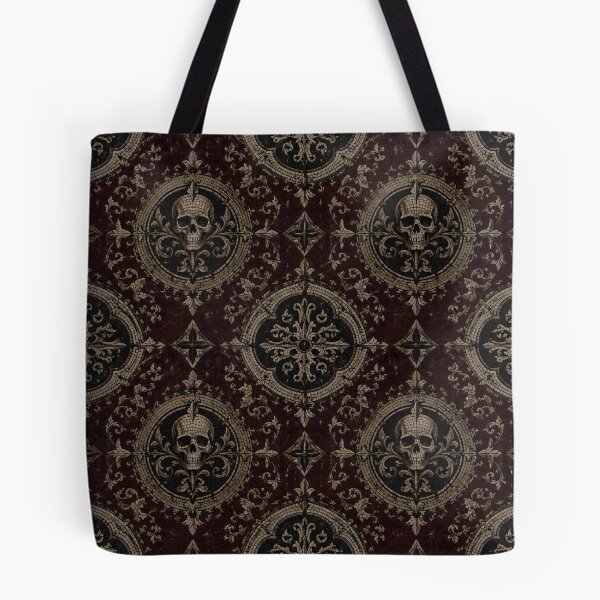 Item preview, Gothic Mosaic Skull & Baroque Damask Pattern – Dark Academia & Victorian Home Decor designed and sold by cabuks.