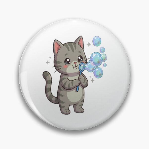 Item preview, Cute Grey Cat Blowing Bubbles designed and sold by Ella_Sketch.