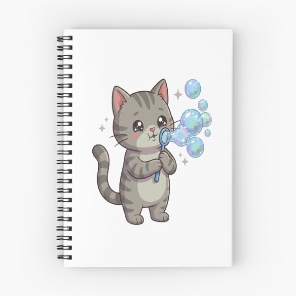 Item preview, Cute Grey Cat Blowing Bubbles designed and sold by Ella_Sketch.