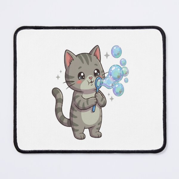 Item preview, Cute Grey Cat Blowing Bubbles designed and sold by Ella_Sketch.