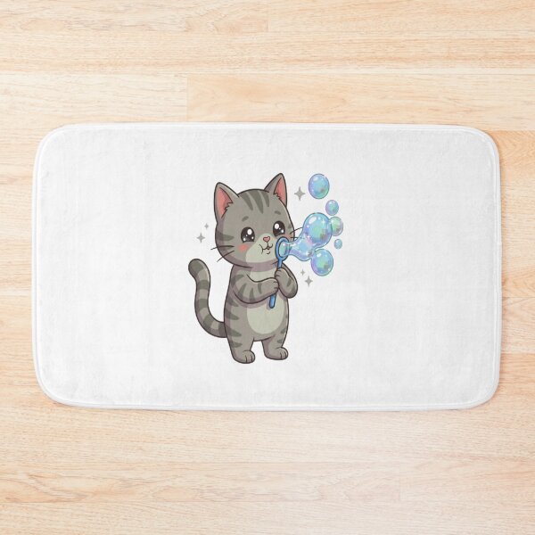 Item preview, Cute Grey Cat Blowing Bubbles designed and sold by Ella_Sketch.