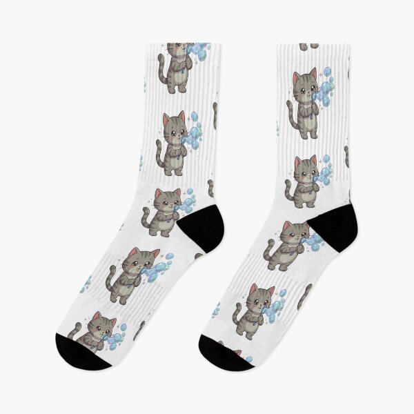 Item preview, Cute Grey Cat Blowing Bubbles designed and sold by Ella_Sketch.
