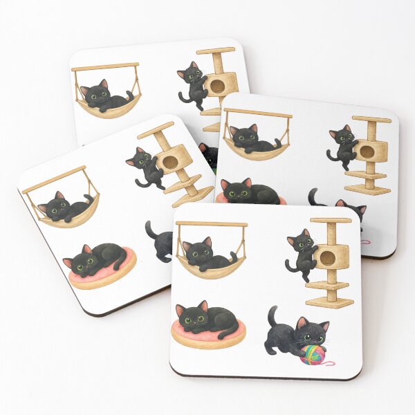 Item preview, Cute Watercolor Black Cat Sticker Pack – Adorable Mystical Kitty Art Collection Set of 4 designed and sold by BeaMiciaDoodles.