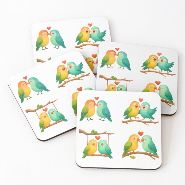 Item preview, Cute Watercolor Love Birds Sticker Pack – Romantic Adorable Pair of Lovebird Art Set of 4 designed and sold by BeaMiciaDoodles.