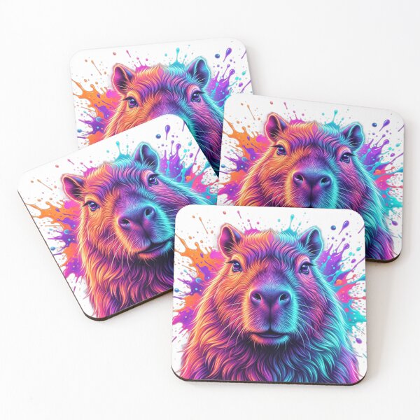 Item preview, Color Splash Capybara – Neon Animal Art designed and sold by ShirtsUp-Lane.