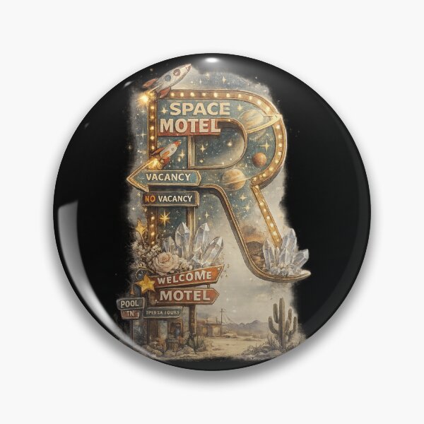 Item preview, Letter R Space Motel Retro Vintage Rocket Desert Monogram designed and sold by irfanshikh.