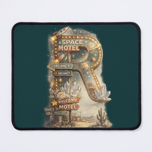 Item preview, Letter R Space Motel Retro Vintage Rocket Desert Monogram designed and sold by irfanshikh.