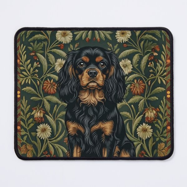Item preview, Black Tan Cavalier William Morris Style Floral designed and sold by AntiqueImages.