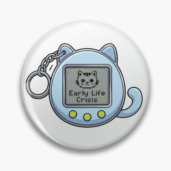 Item preview, Cute Sad Cat Tamagotchi Early Life Crisis designed and sold by CrystalMineArts.