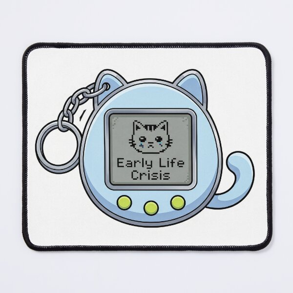 Item preview, Cute Sad Cat Tamagotchi Early Life Crisis designed and sold by CrystalMineArts.