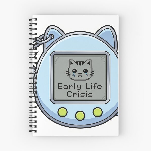 Item preview, Cute Sad Cat Tamagotchi Early Life Crisis designed and sold by CrystalMineArts.