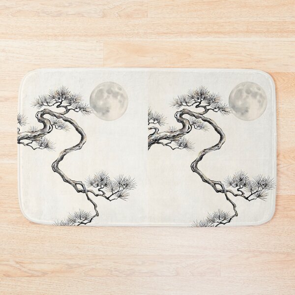 Item preview, ​Tranquil Moon and Majestic Pine - Minimalist Zen Ink Painting designed and sold by SOOstudio73.