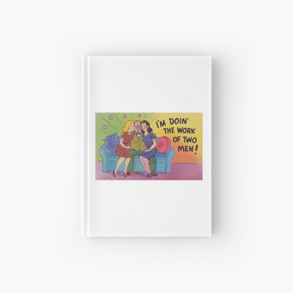 Funny Vintage Postcard Risque Comic Illustration Retro Hardcover Journal