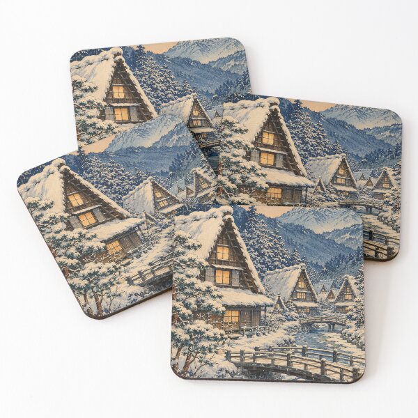 Item preview, Shirakawa-go Snow - Vintage Japanese Landscape Ukiyo-e Woodblock  designed and sold by bapupa.