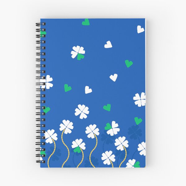Item preview, Four Leaf Clovers and Hearts in White and Green on Royal Blue designed and sold by ArtyFridgees.