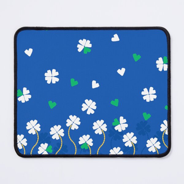 Item preview, Four Leaf Clovers and Hearts in White and Green on Royal Blue designed and sold by ArtyFridgees.